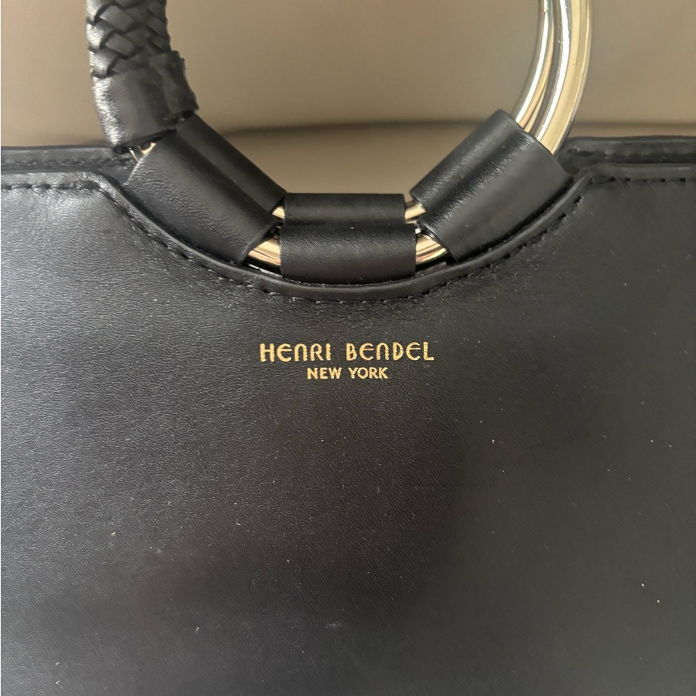 henri bendel Black Leather Ring-Handle Satchel with Gold Hardware - Picture 2 of 14